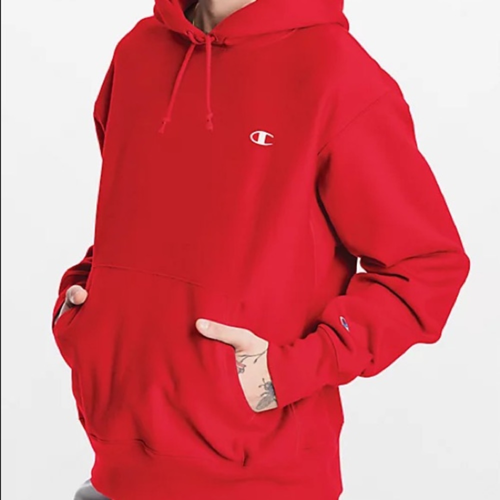 Red champion hoodie